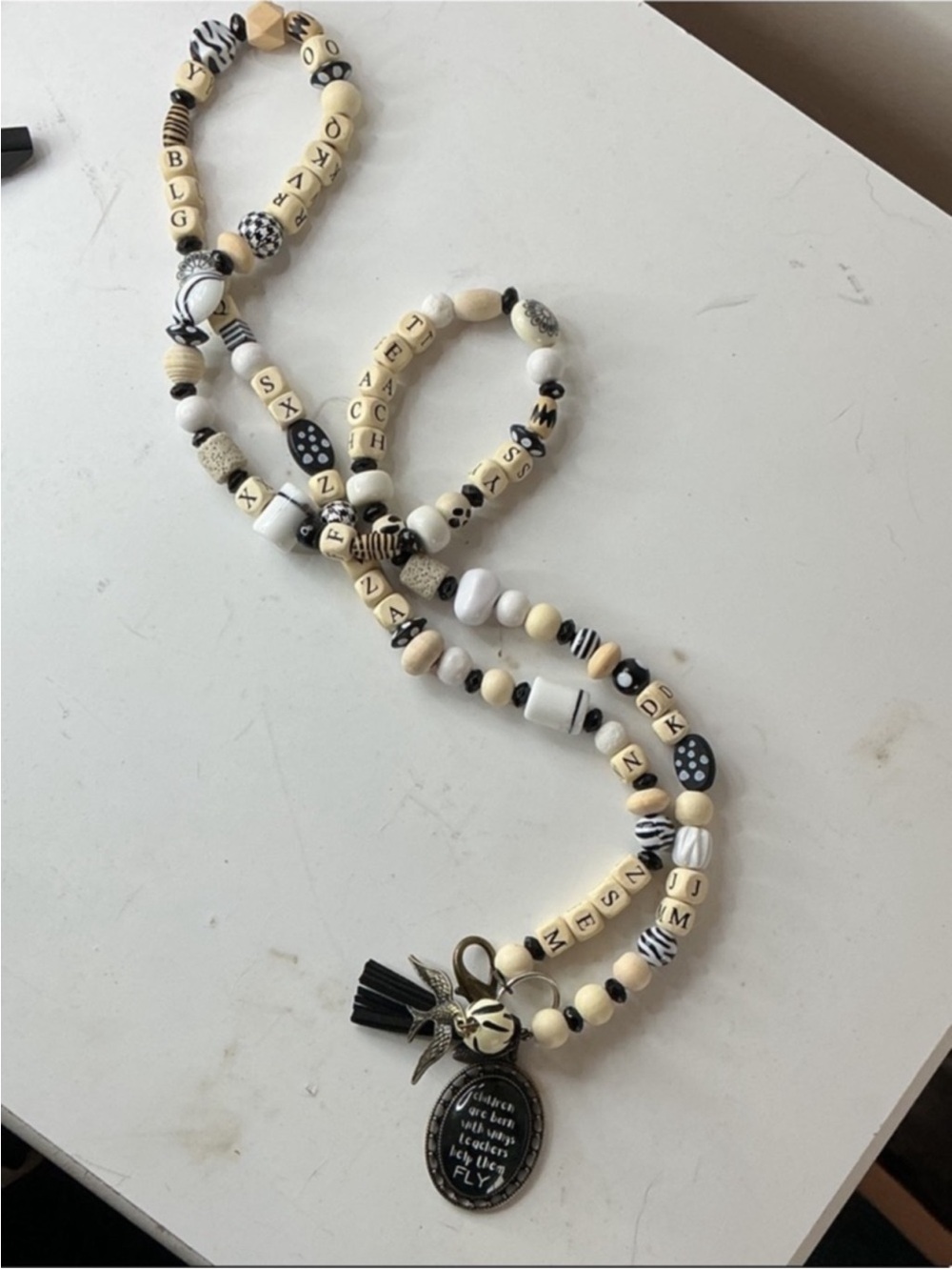 Plunder Teacher Beaded Letter Badge Key Holder Lanyard Necklace